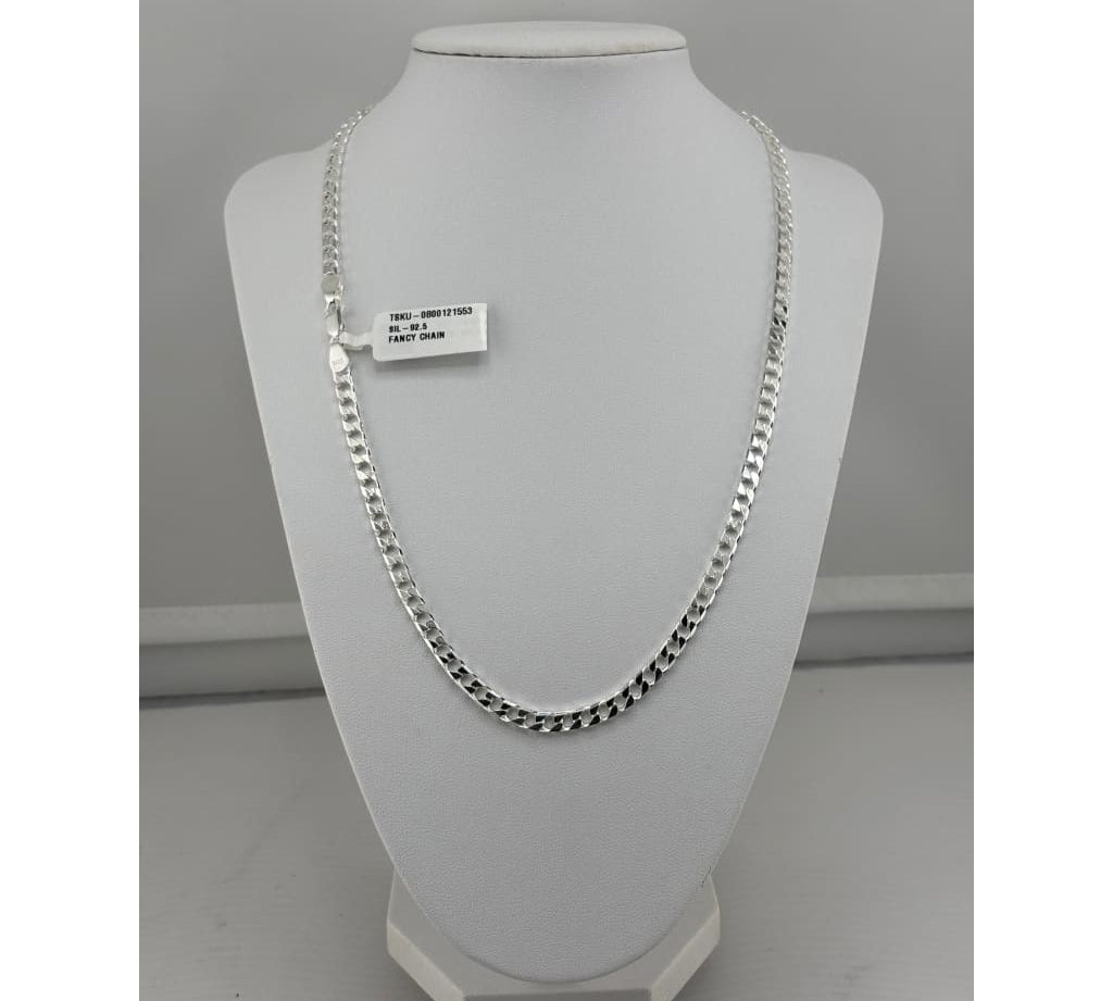 925 Sterling Silver Diamond Cut Cuban Chain Necklace – Open