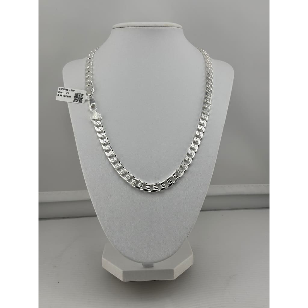 925 Sterling Silver Diamond Cut Cuban Chain Necklace –