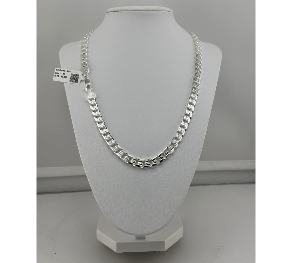 925 Sterling Silver Diamond Cut Cuban Chain Necklace –
