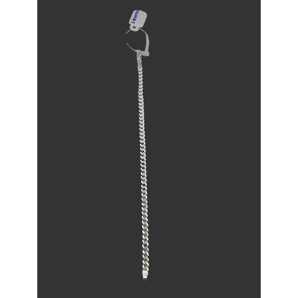 925 Sterling Silver Diamond Cut Curb Chain Bracelet – Flat Link | 8 Inch