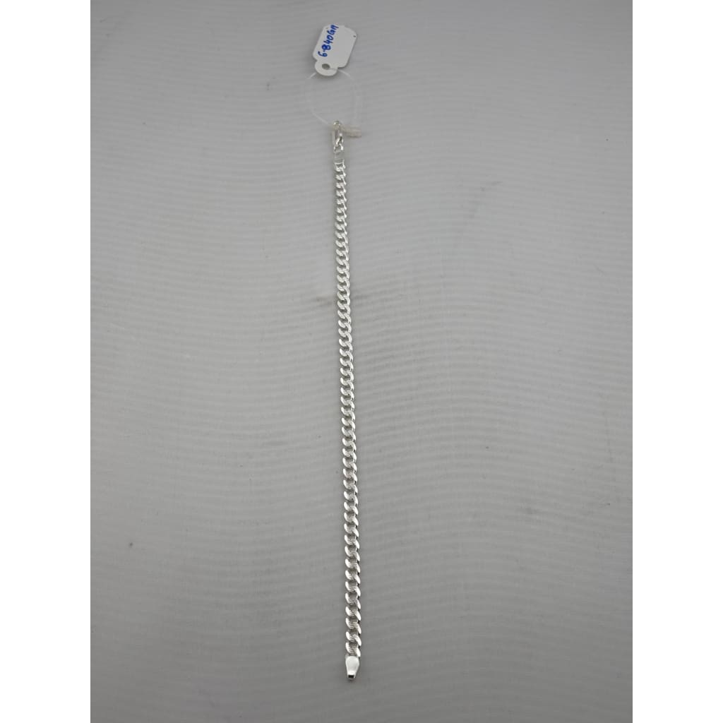 925 Sterling Silver Diamond Cut Curb Chain Bracelet – Flat Link | 8 Inch