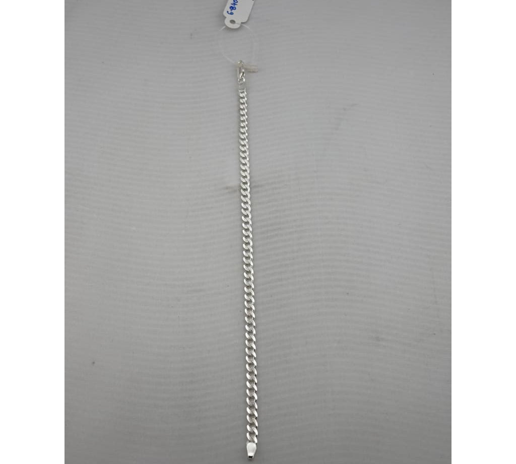 925 Sterling Silver Diamond Cut Curb Chain Bracelet – Flat Link | 8 Inch