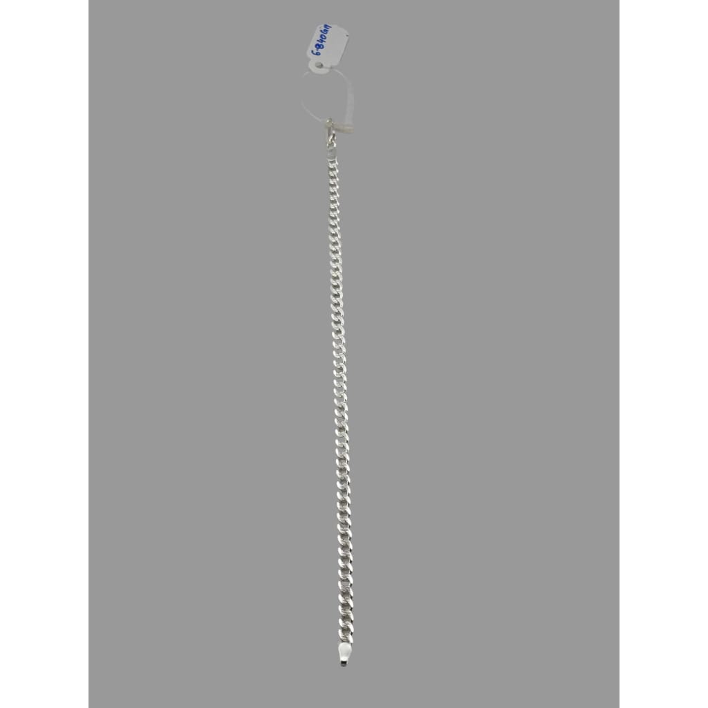 925 Sterling Silver Diamond Cut Curb Chain Bracelet – Flat Link | 8 Inch