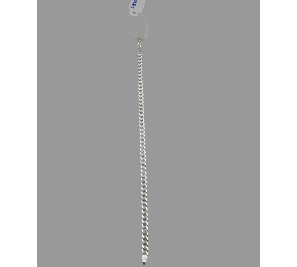 925 Sterling Silver Diamond Cut Curb Chain Bracelet – Flat Link | 8 Inch