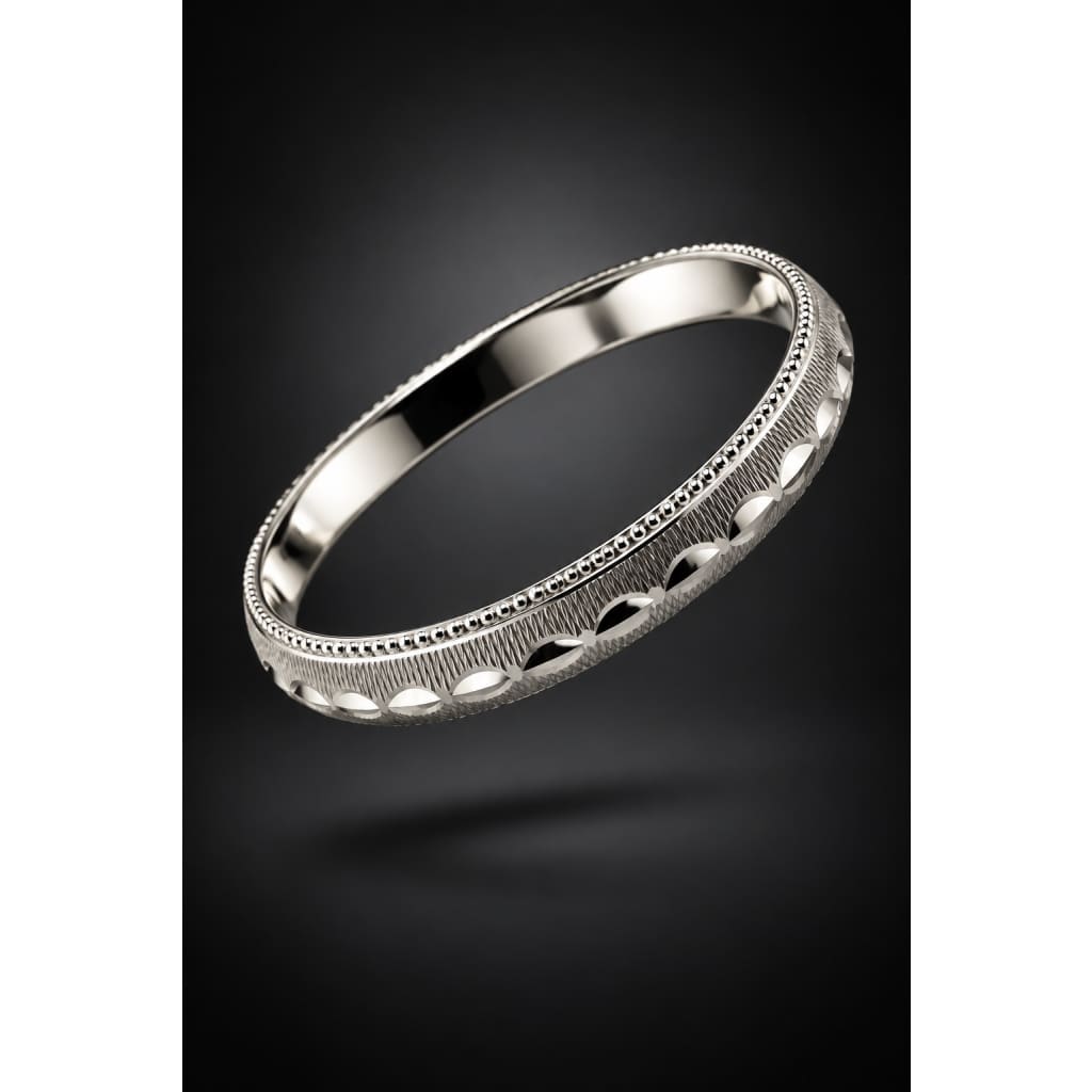 925 Sterling Silver Diamond-Cut Scallop Bangle/Kada – view 3