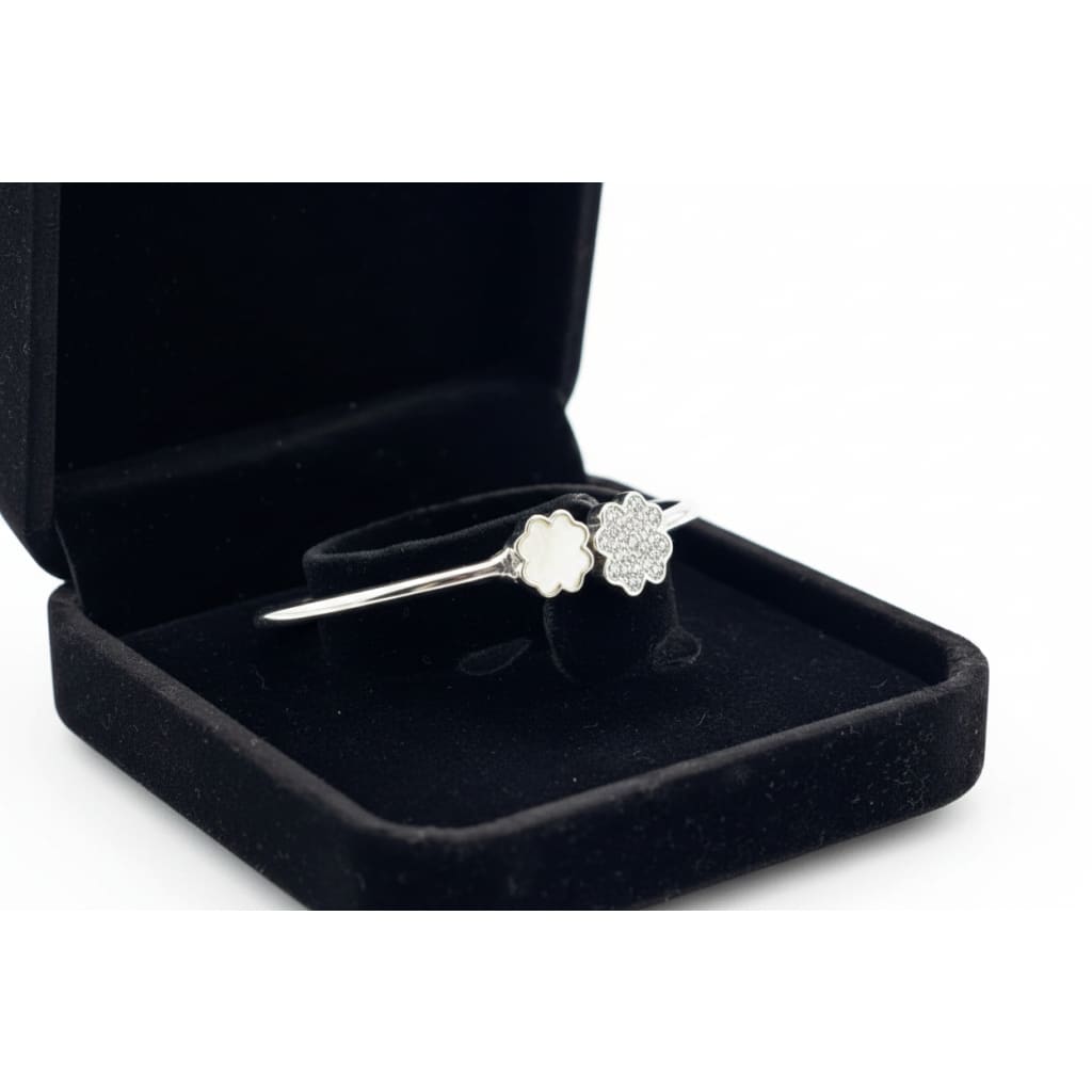 925 Sterling Silver Double Clover CZ Women’s Bracelet | 6g