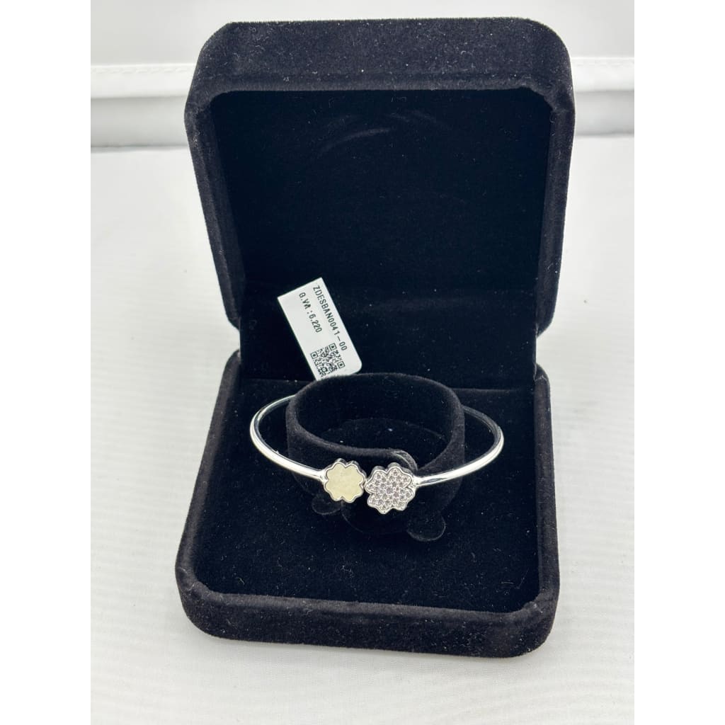 925 Sterling Silver Double Clover CZ Women’s Bracelet | 6g