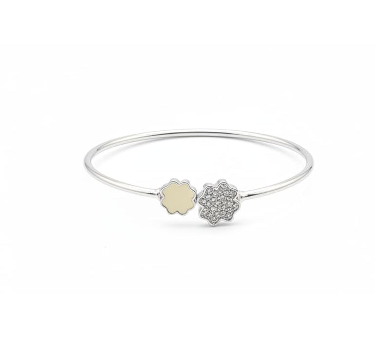 925 Sterling Silver Double Clover CZ Women’s Bracelet | 6g