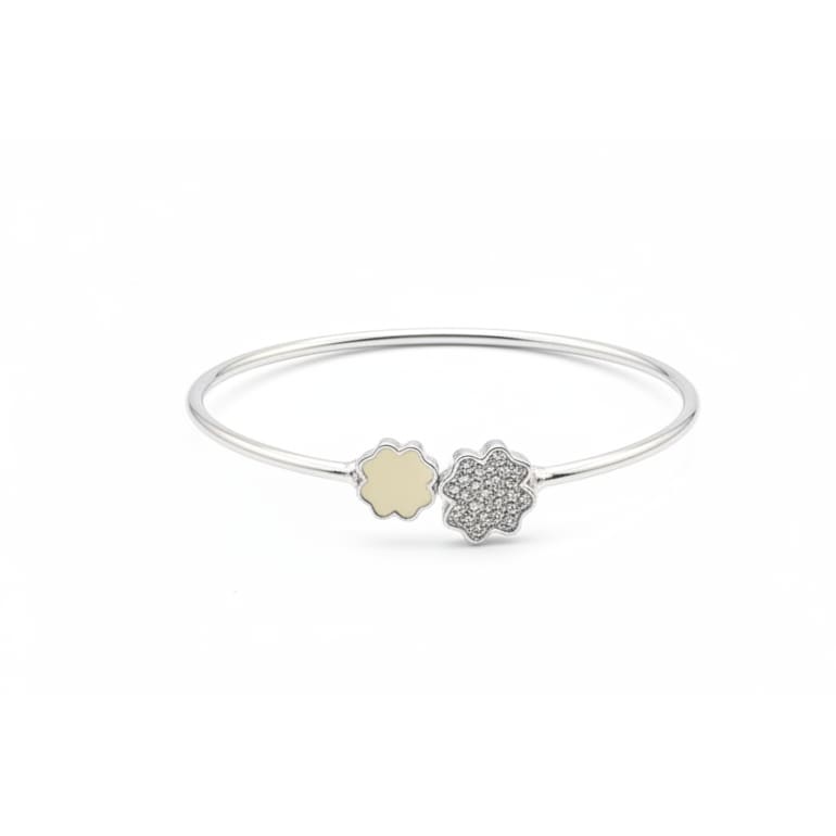 925 Sterling Silver Double Clover CZ Women’s Bracelet | 6g