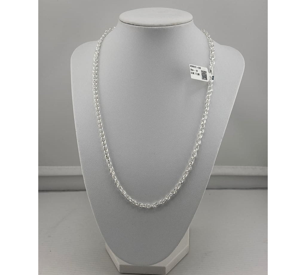 925 Sterling Silver Double Link Chain Necklace – Round