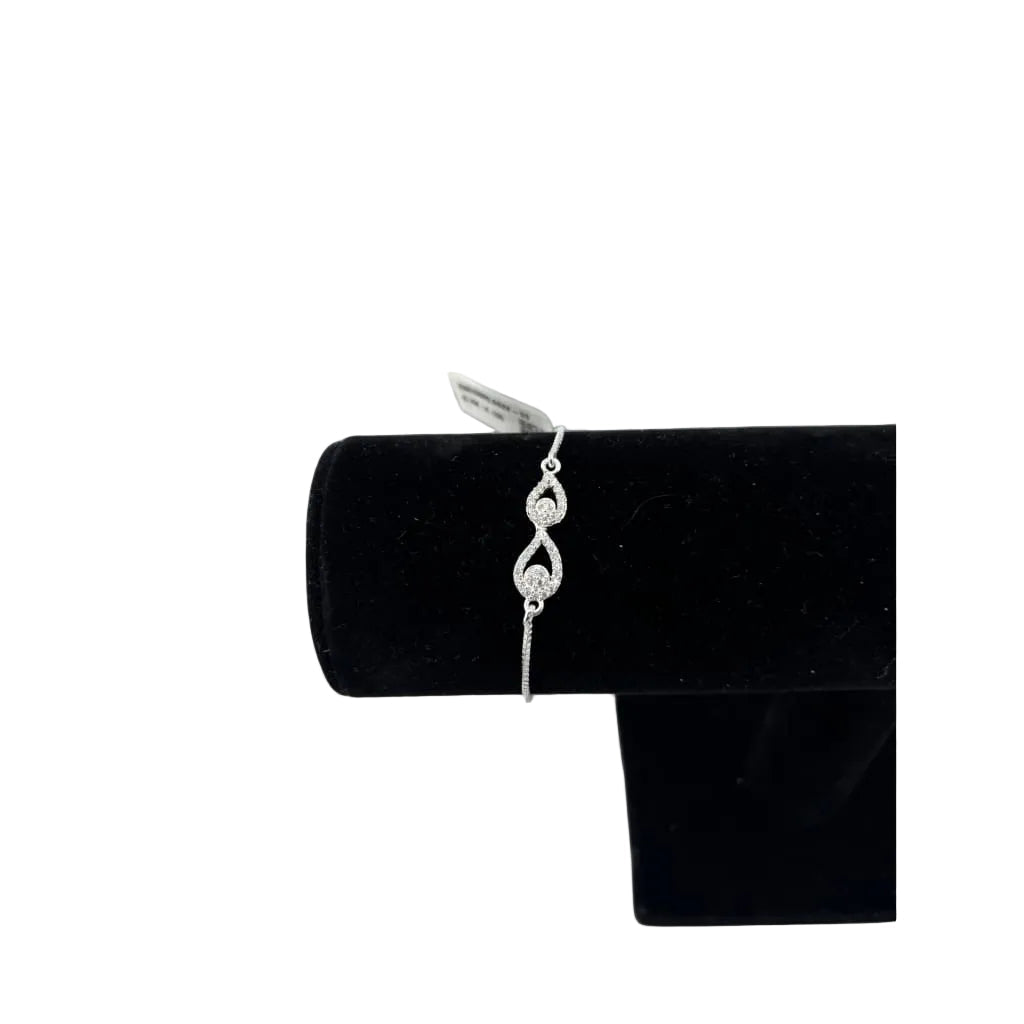 925 Sterling Silver Double Teardrop CZ Adjustable Bracelet