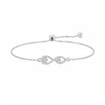 925 Sterling Silver Double Teardrop CZ Adjustable Bracelet