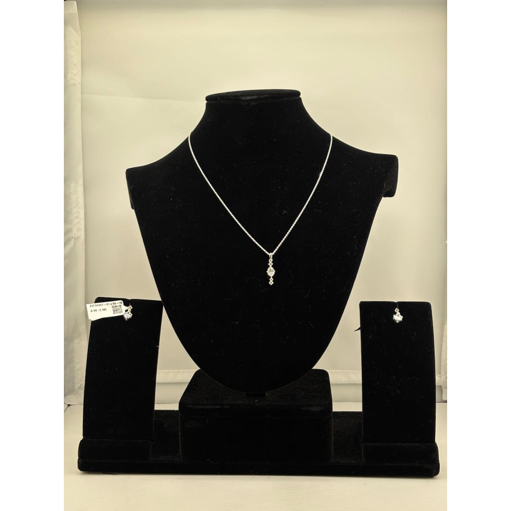 925 Sterling Silver Drop CZ Pendant and Earrings Set