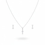 925 Sterling Silver Drop CZ Pendant and Earrings Set