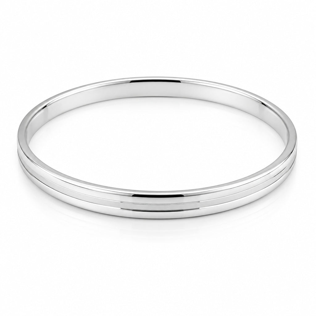 925 Sterling Silver Etched Line Bangle/Kada