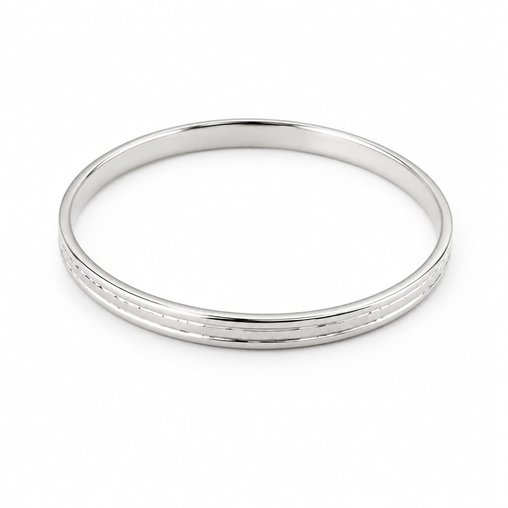 925 Sterling Silver Etched Line Bangle/Kada – view 3