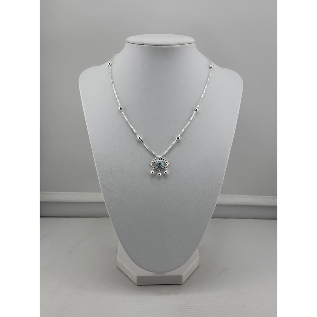 925 Sterling Silver Evil Eye Charm Necklace - Necklace