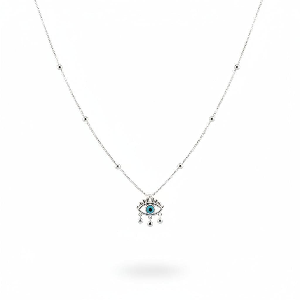 925 Sterling Silver Evil Eye Charm Necklace - Necklace