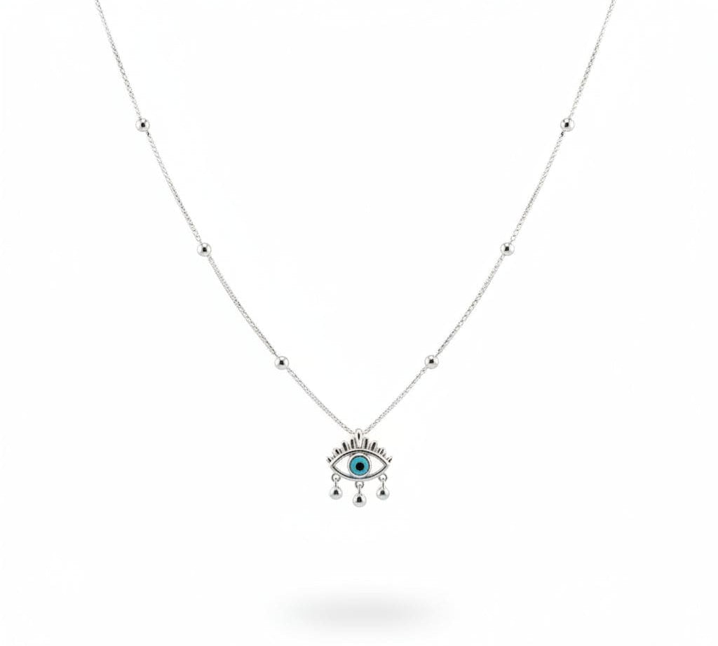 925 Sterling Silver Evil Eye Charm Necklace - Necklace