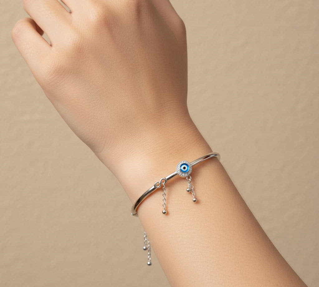 925 Sterling Silver Evil Eye Charm Women’s Bracelet