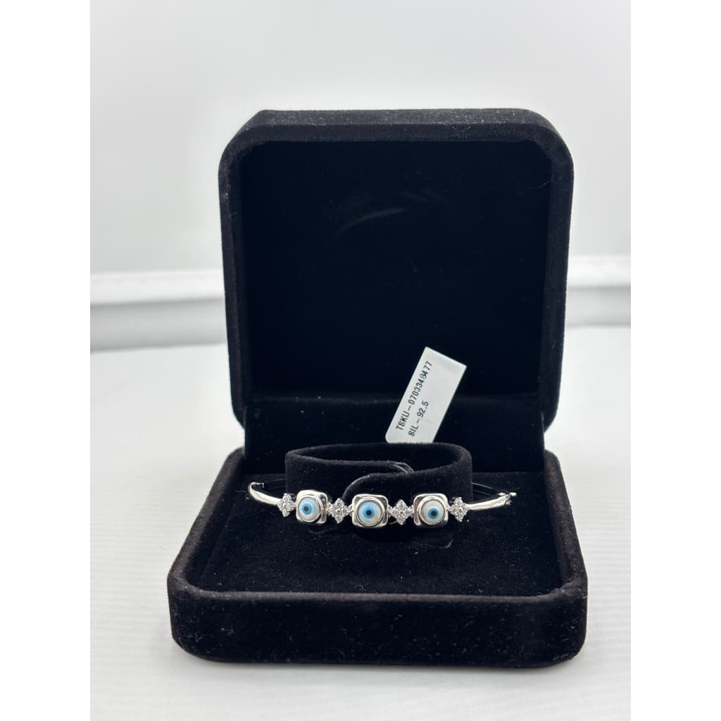 925 Sterling Silver Evil Eye CZ Bracelet | 11g