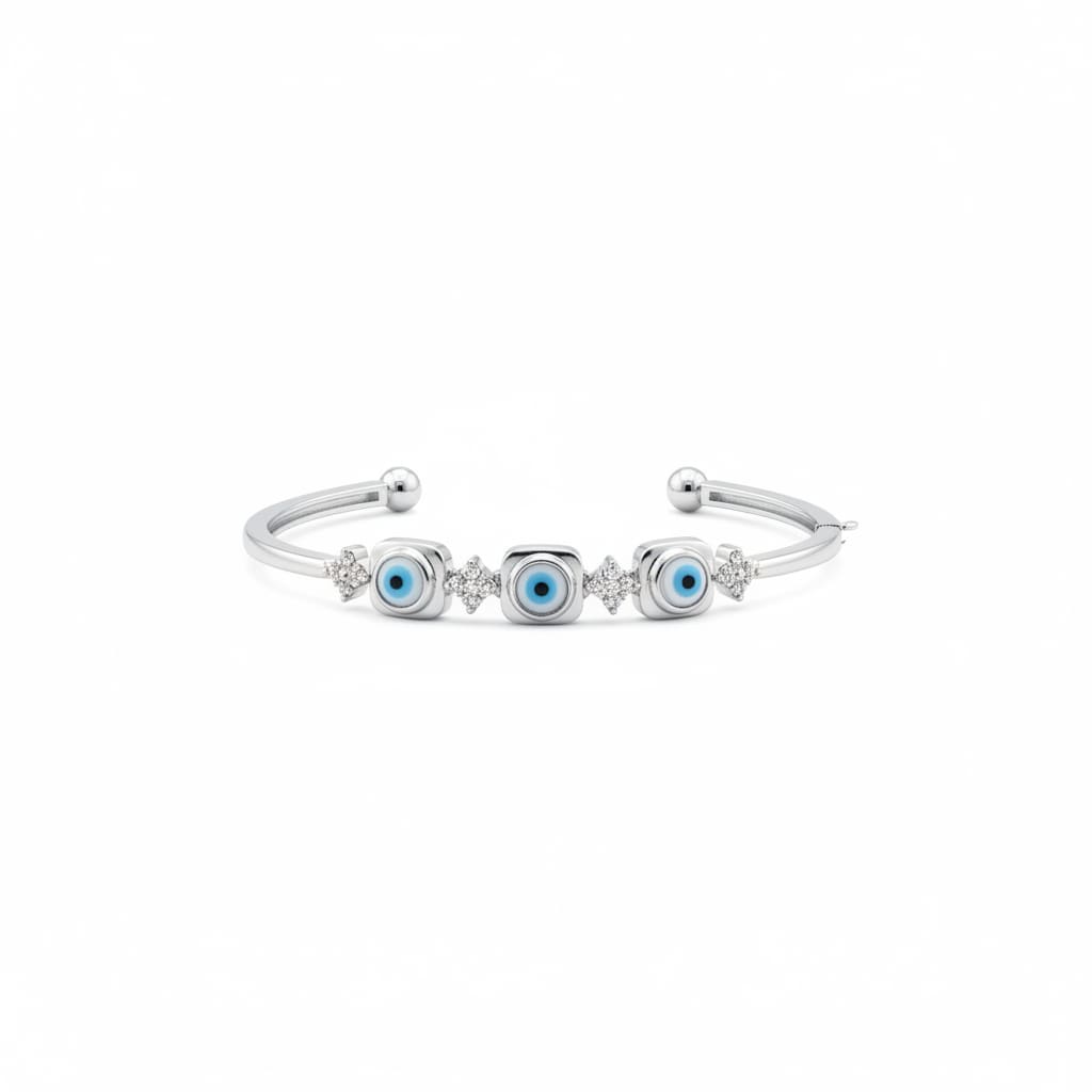925 Sterling Silver Evil Eye CZ Bracelet | 11g