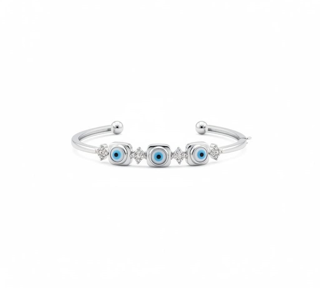 925 Sterling Silver Evil Eye CZ Bracelet | 11g