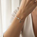 925 Sterling Silver Evil Eye Square Charm Women’s Bracelet