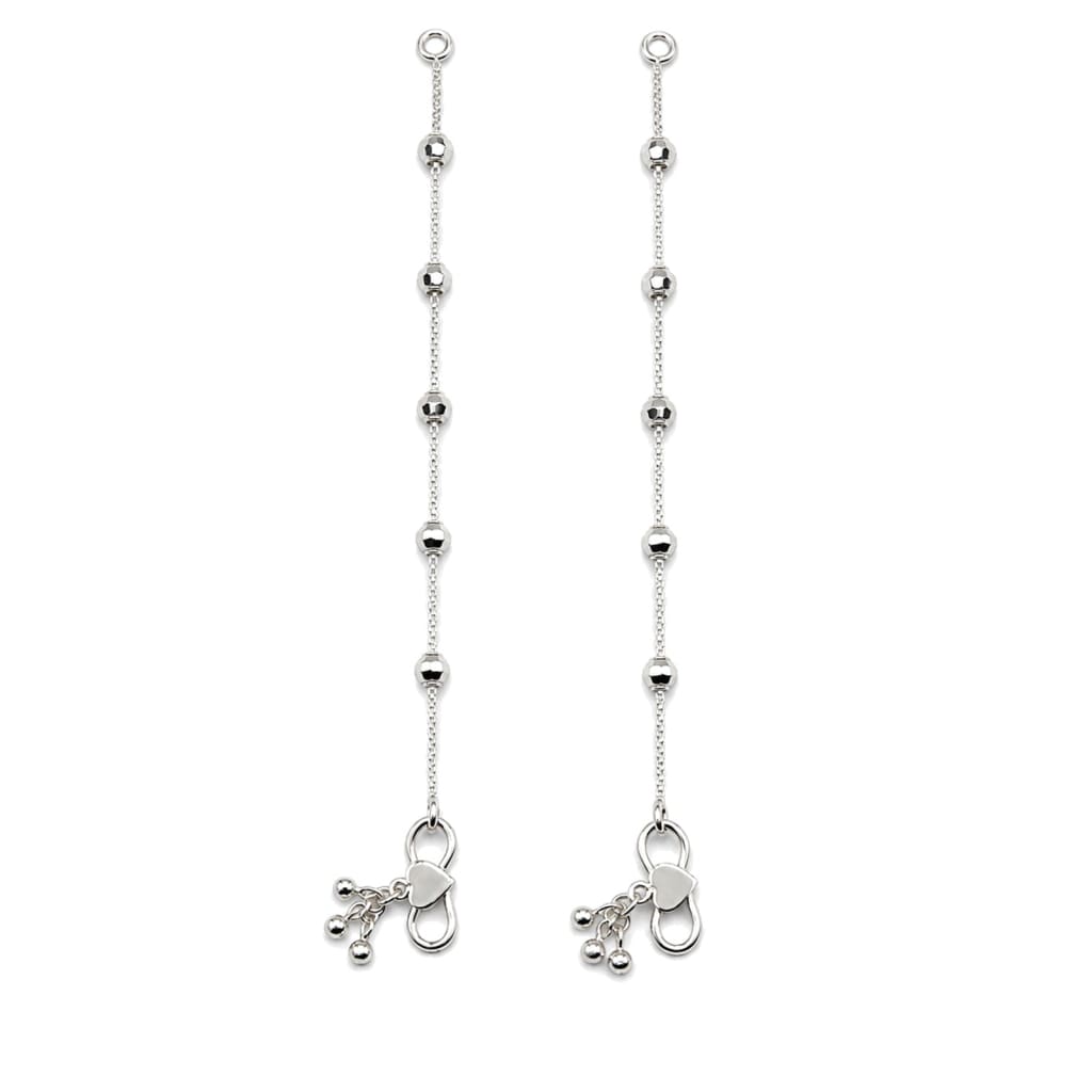 925 sterling silver faceted bead anklet pair on pure white background