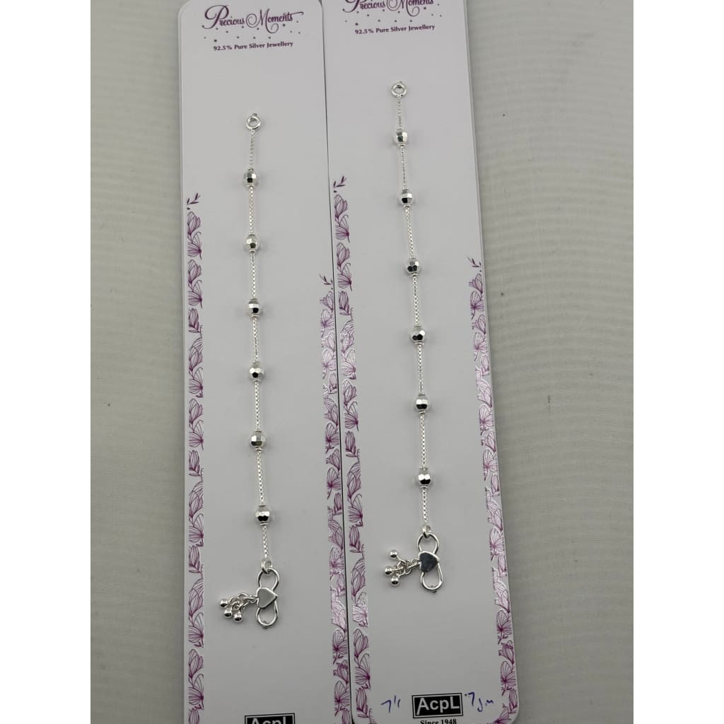 925 sterling silver anklet pair with faceted bead stations