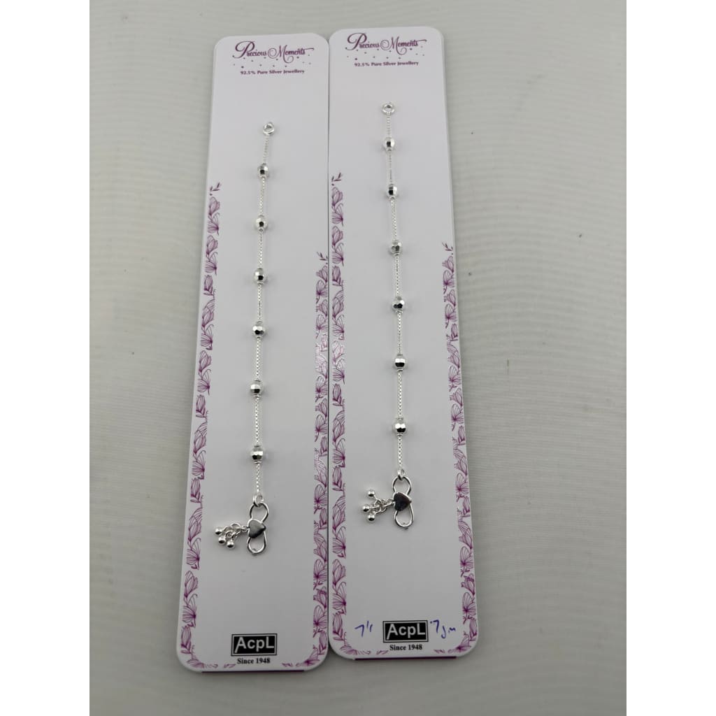 Matching sterling silver anklet pair with heart clasps