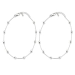 925 sterling silver faceted bead anklet pair on pure white background