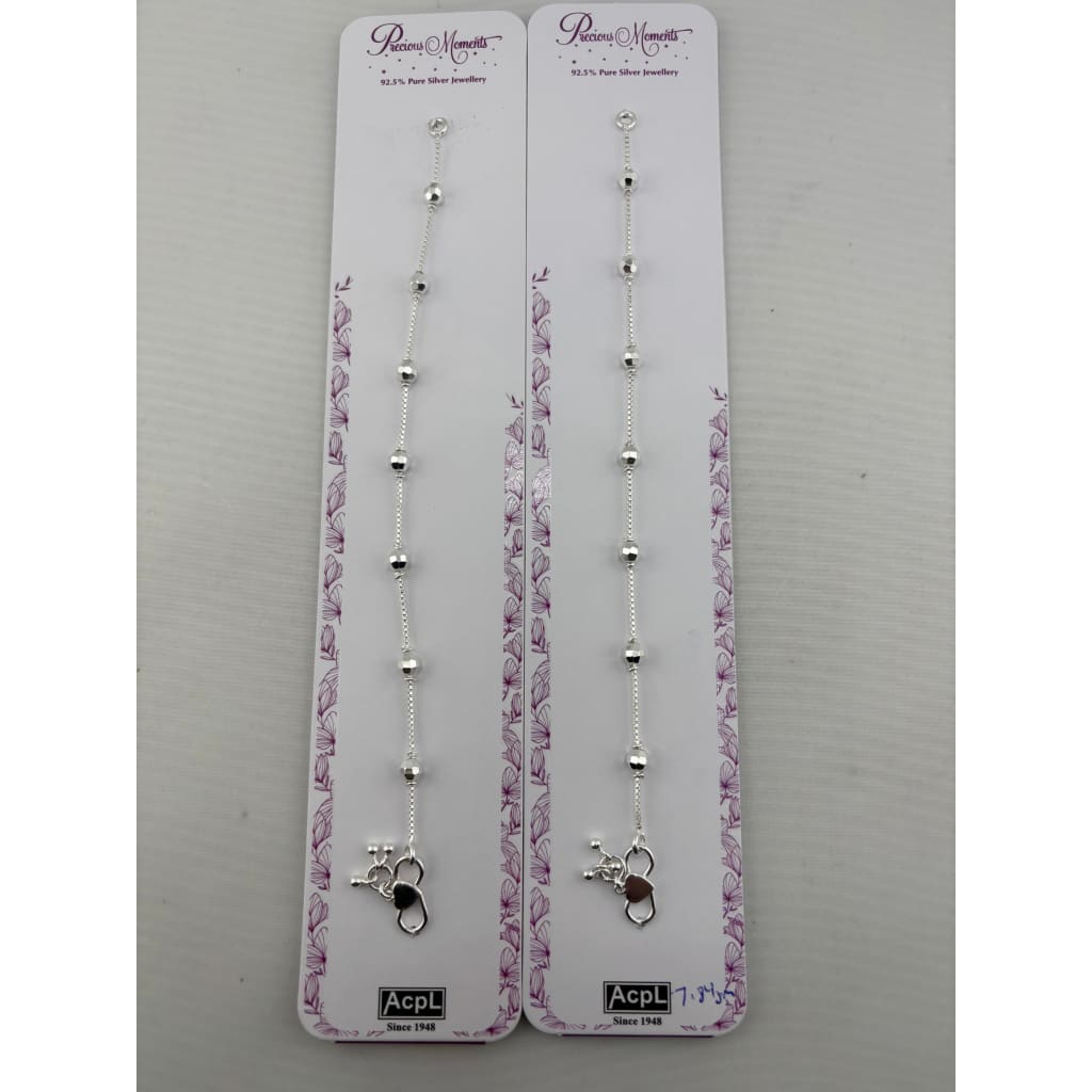 Original product view of 925 sterling silver faceted bead kids anklet pair