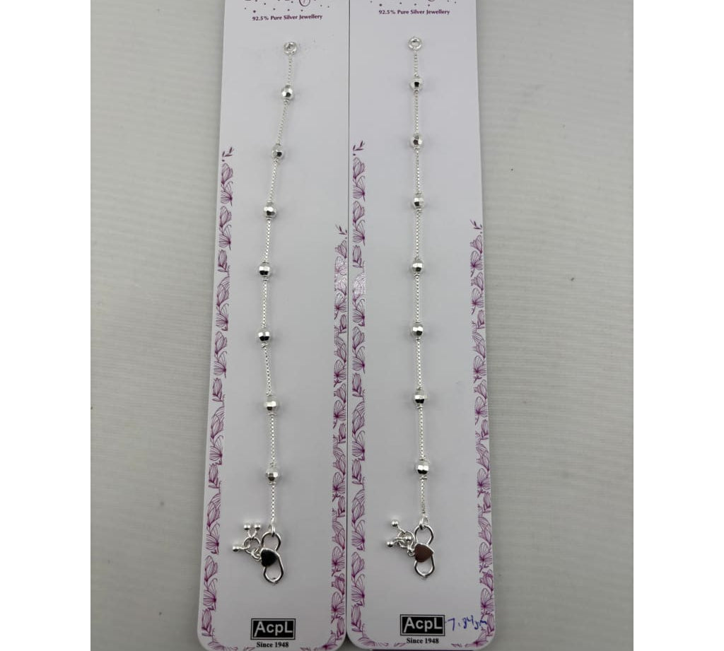 Original product view of 925 sterling silver faceted bead kids anklet pair