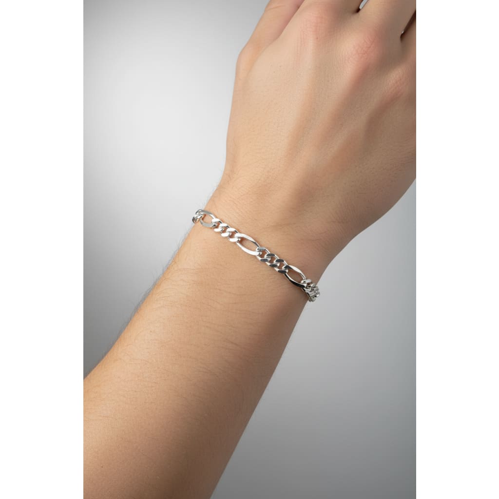 925 Sterling Silver Figaro Chain Bracelet – Italian Link