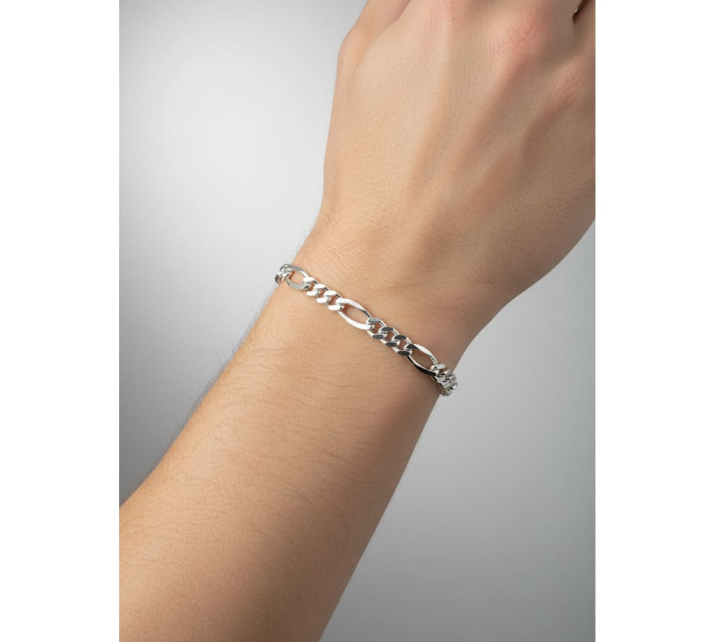 925 Sterling Silver Figaro Chain Bracelet – Italian Link