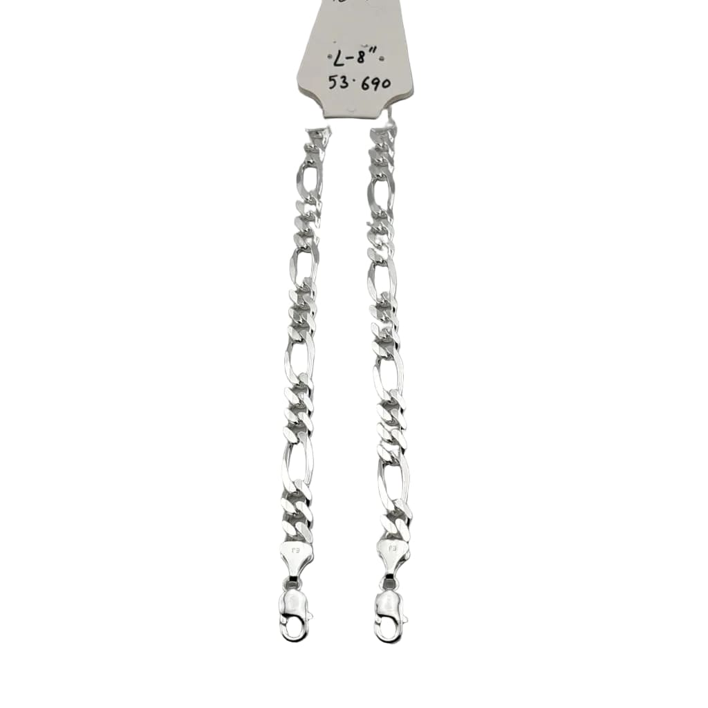 925 Sterling Silver Figaro Chain Bracelet – Classic Italian