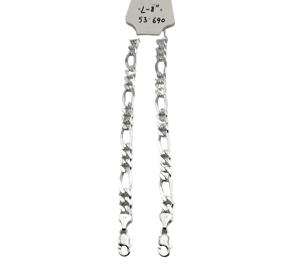 925 Sterling Silver Figaro Chain Bracelet – Classic Italian