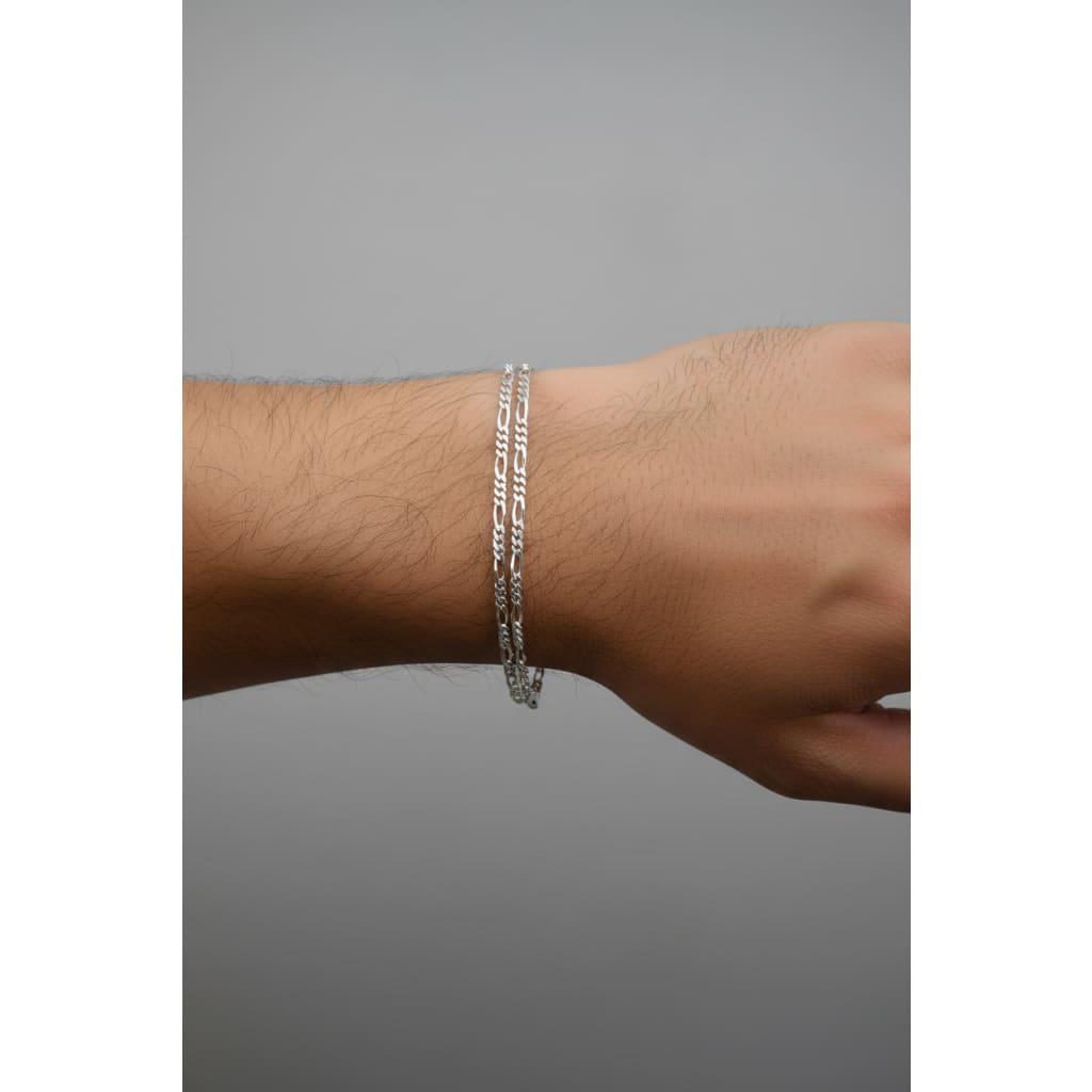925 Sterling Silver Figaro Chain Bracelet – Italian Link