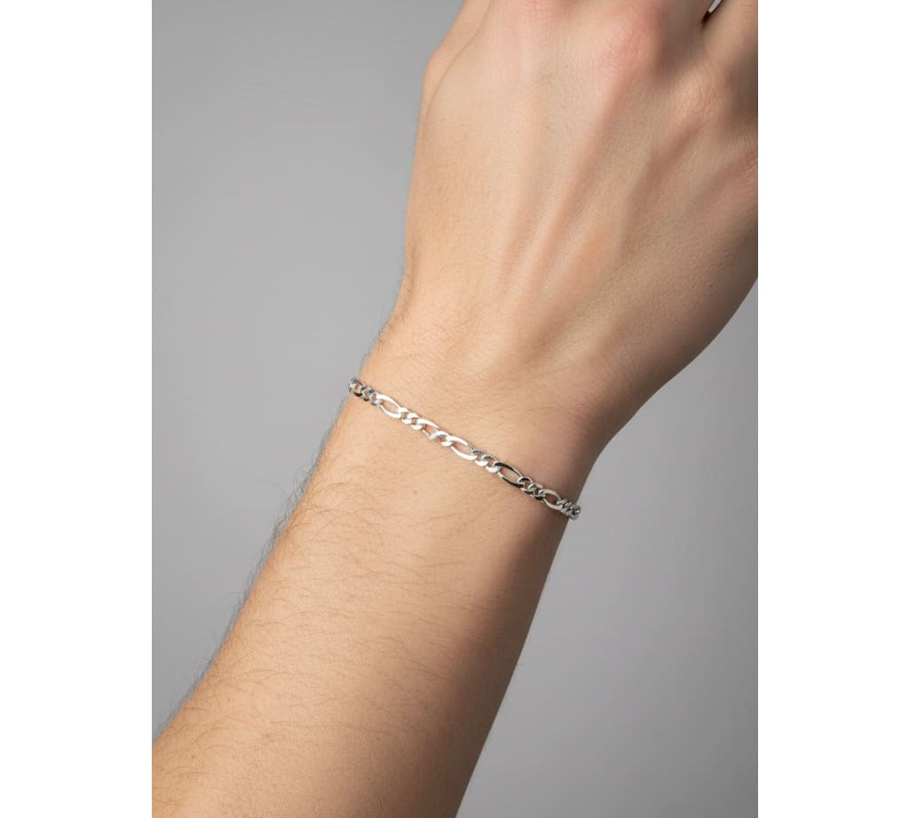 925 Sterling Silver Figaro Chain Bracelet – Italian Link