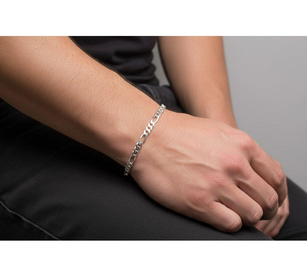 925 Sterling Silver Figaro Chain Bracelet – Italian Link