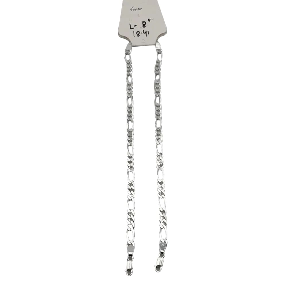 925 Sterling Silver Figaro Chain Bracelet – Classic Italian