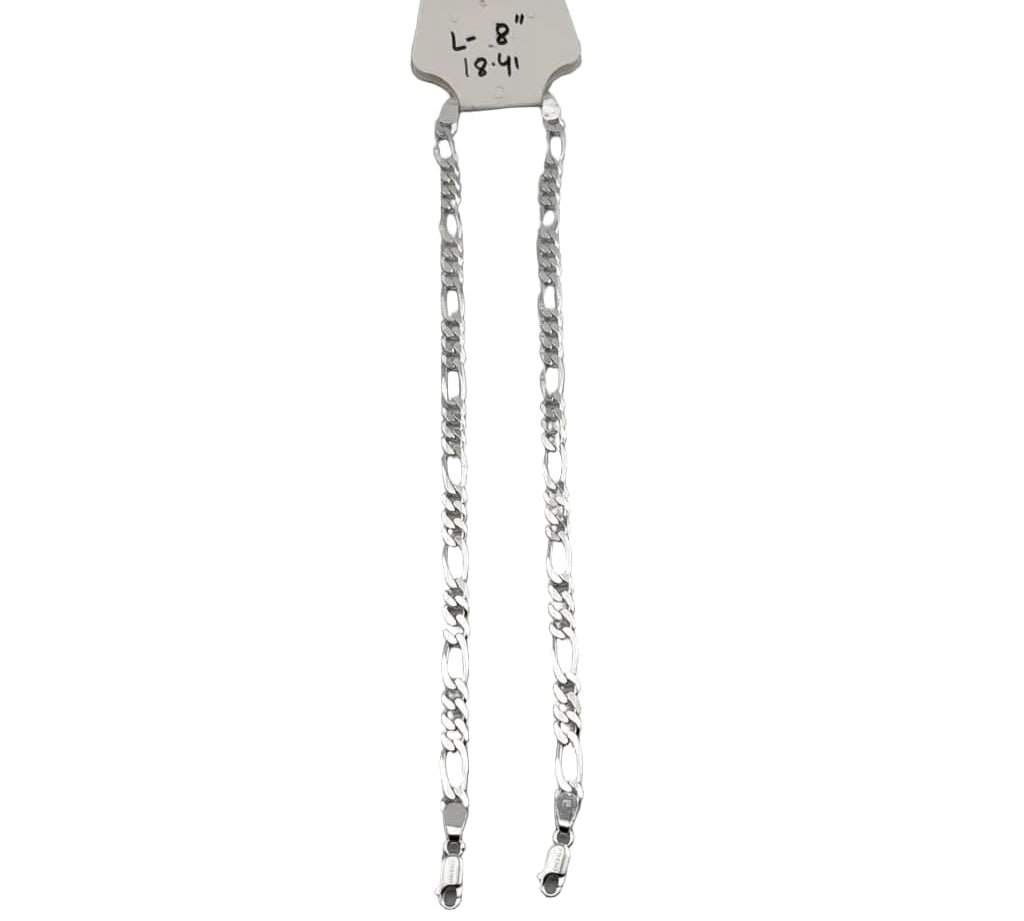 925 Sterling Silver Figaro Chain Bracelet – Classic Italian