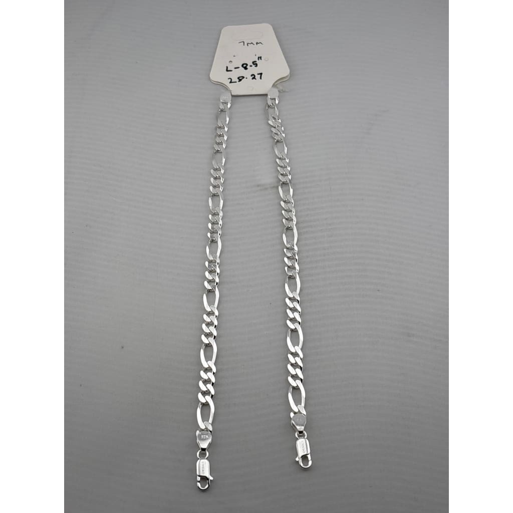 925 Sterling Silver Figaro Chain Bracelet – Italian Link