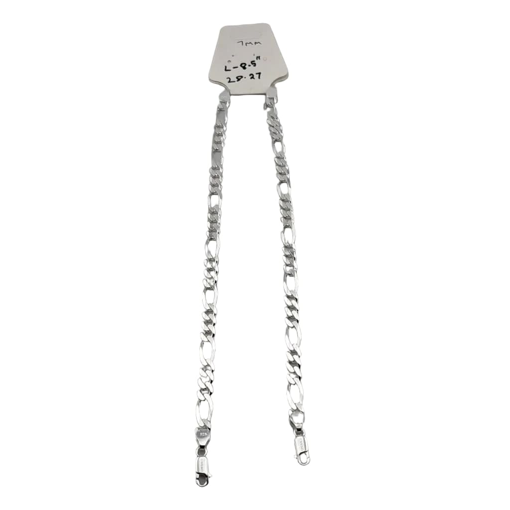 925 Sterling Silver Figaro Chain Bracelet – Classic Italian
