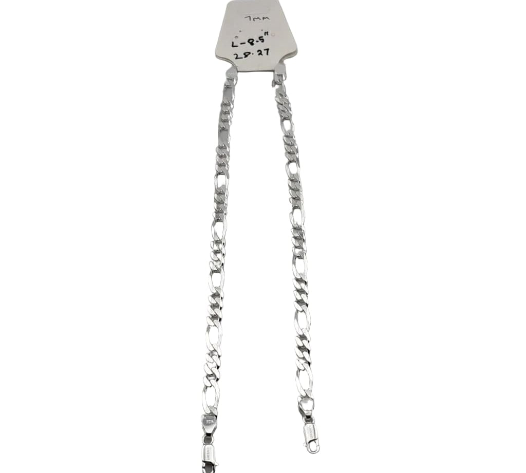 925 Sterling Silver Figaro Chain Bracelet – Classic Italian