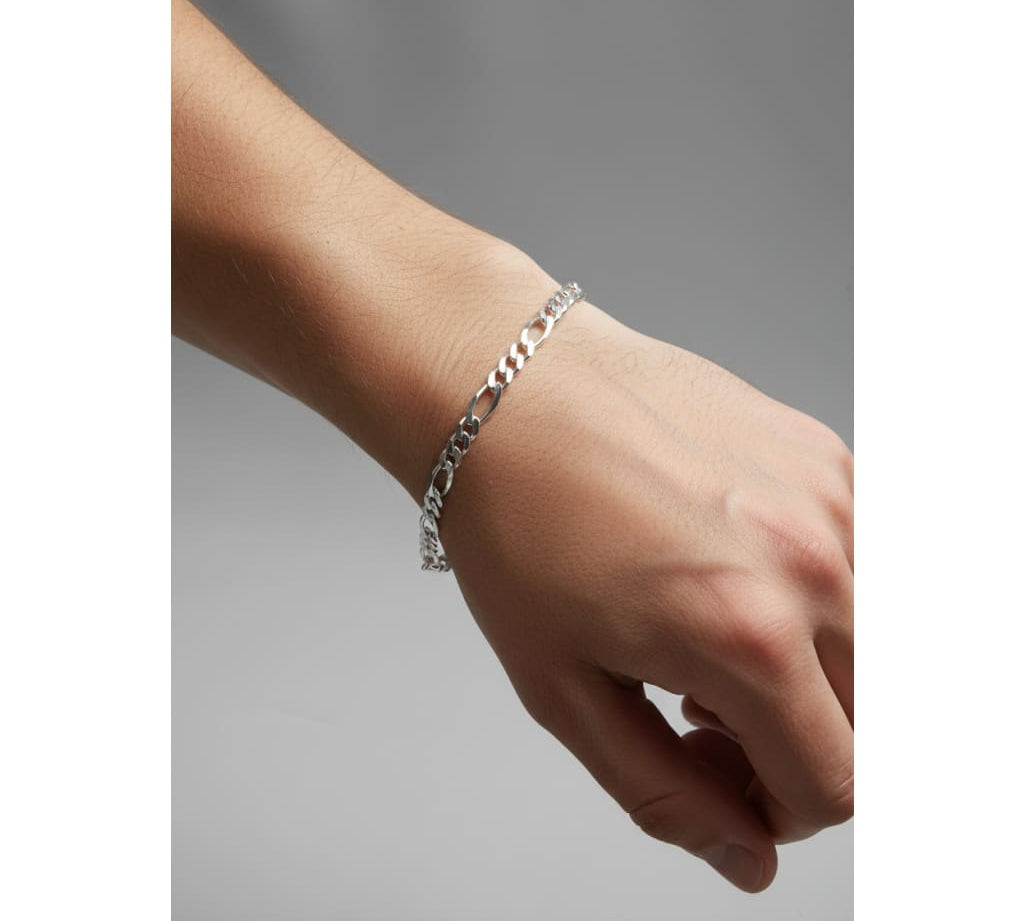 925 Sterling Silver Figaro Chain Bracelet – Italian Link