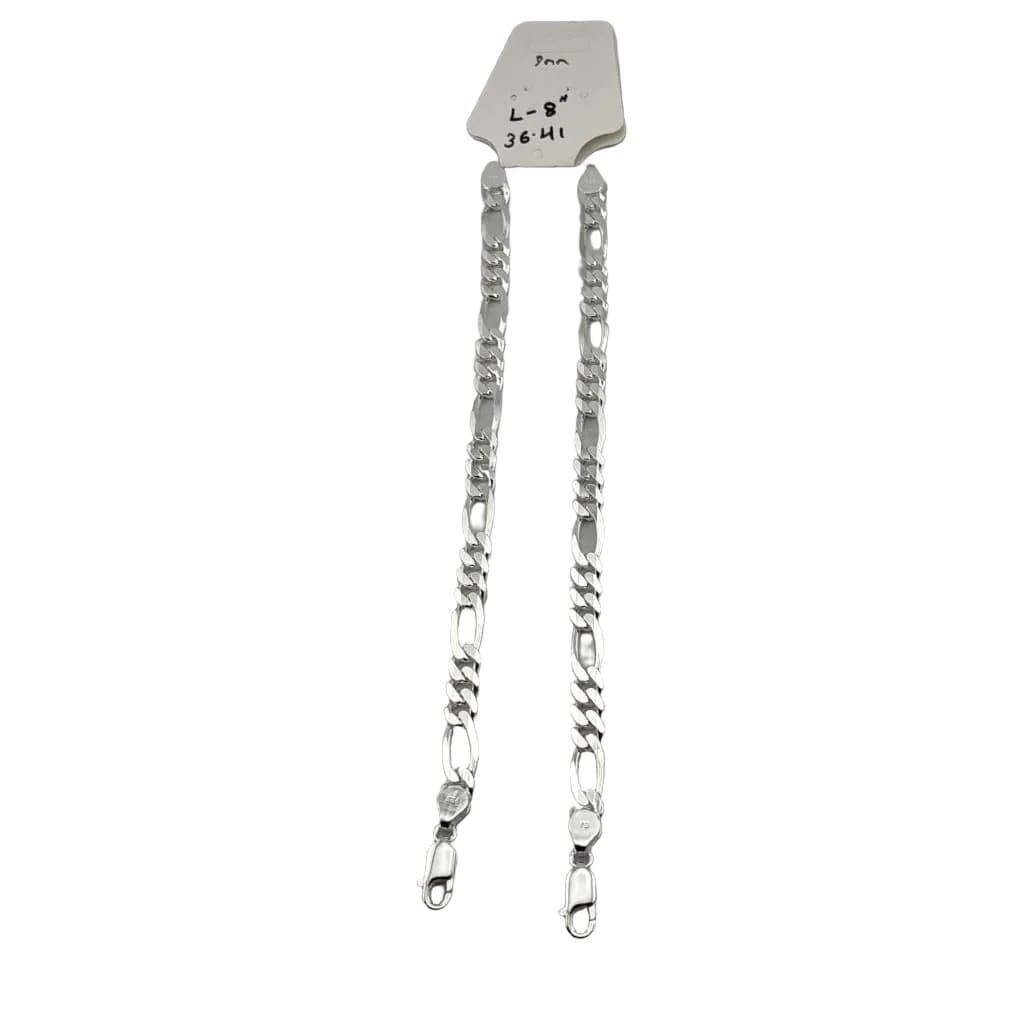 925 Sterling Silver Figaro Chain Bracelet – Classic Italian