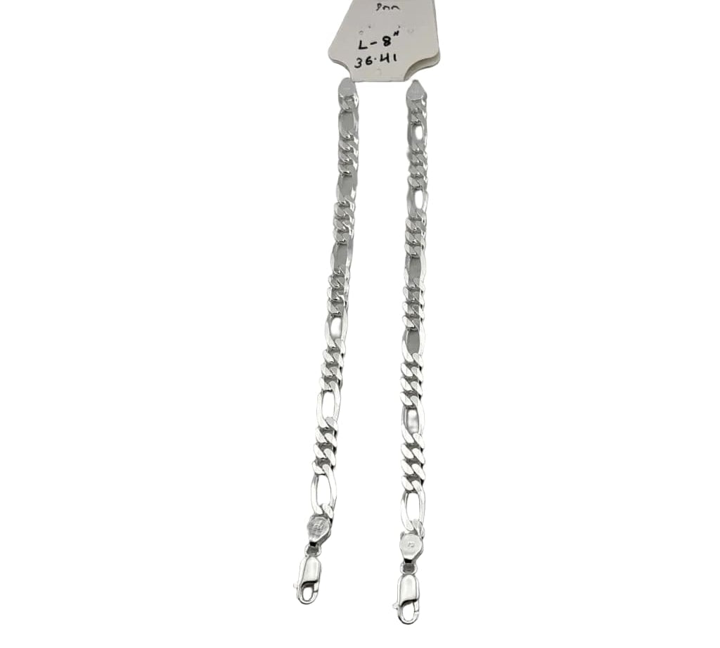 925 Sterling Silver Figaro Chain Bracelet – Classic Italian