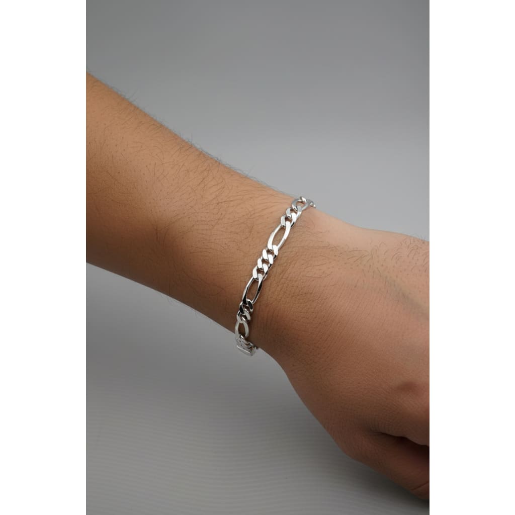 925 Sterling Silver Figaro Chain Bracelet – Italian Link